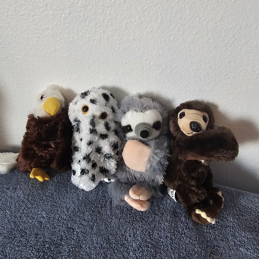 Wild Republic Huggers Book Buddies Plush Lot Sloth Eagle Owl Seal